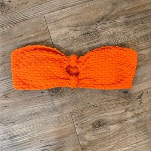 SHEIN Orange Textured Bikini Top